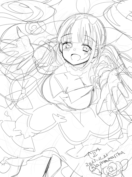 あくあちゃん誕生日イラストのラフ～!⚓
(間に合うかな～～…)
#あくあーと 