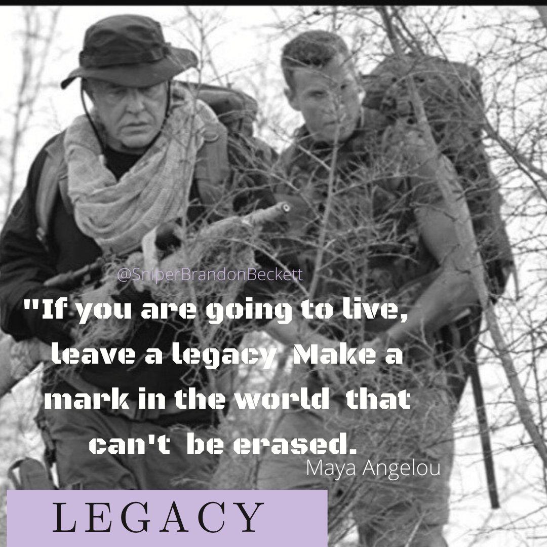 BeckettSniper's tweet photo. " If you are going to live, leave a legacy. Make a mark in the world that can't be erased." Maya Angelou
#brandonbeckett #sniper #truegrit #legacy #armymen #armyquotes #InspirationalQuotes #militarymen https://t.co/Z21NvdfchO