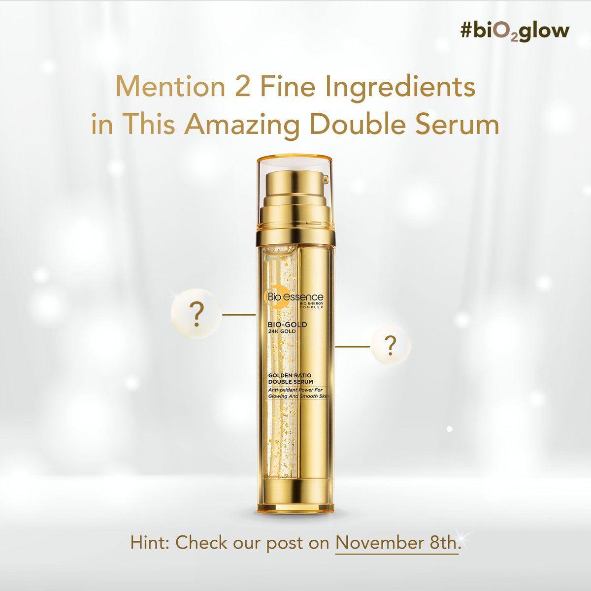 BioessenceID's tweet photo. Ladies, ada yang tahu nggak, apa, sih, 2 kandungan utama dari Bio Gold Double Serum? Yg pasti, serum ini punya teknologi #BioEnergyComplex yg bantu tingkatkan kadar oksigen pd kulit hingga 39%.
Jawab di kolom reply, ya! #BioessenceID #Skincare101 
#OksigenBikinGlowing #facialoil https://t.co/jlkXVKw6Af