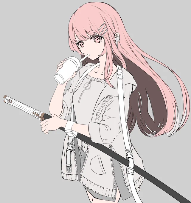 合口拵えの刀が好き前に描いたオリジナルの子 