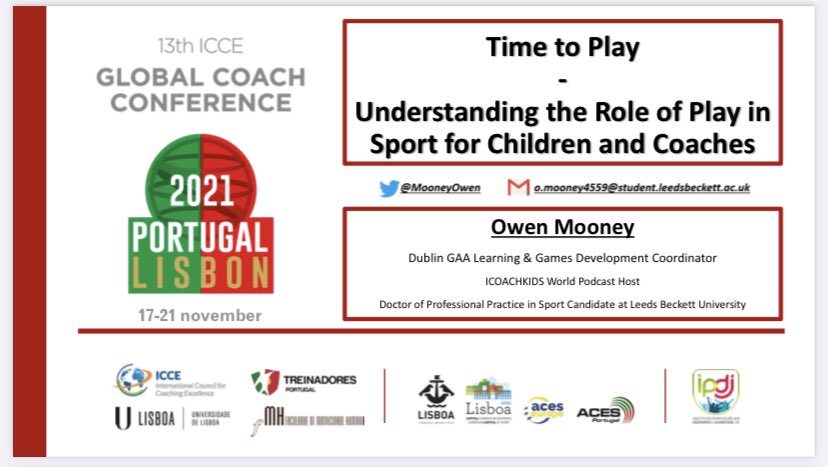 MooneyOwen's tweet photo. Incredible experience over the last 5 days listening, learning, chairing & presenting @icce_coaching Global Coach Conference
🧩📑🎈
Huge thanks to @DrSergioLara_EU @NickyC_PhD @goconnor_g & @ciara_omalley for the support
#TimeToPlay #Genie #ICCE2021 #GCC2021 #LisboaInspira https://t.co/DDM7wf43YZ