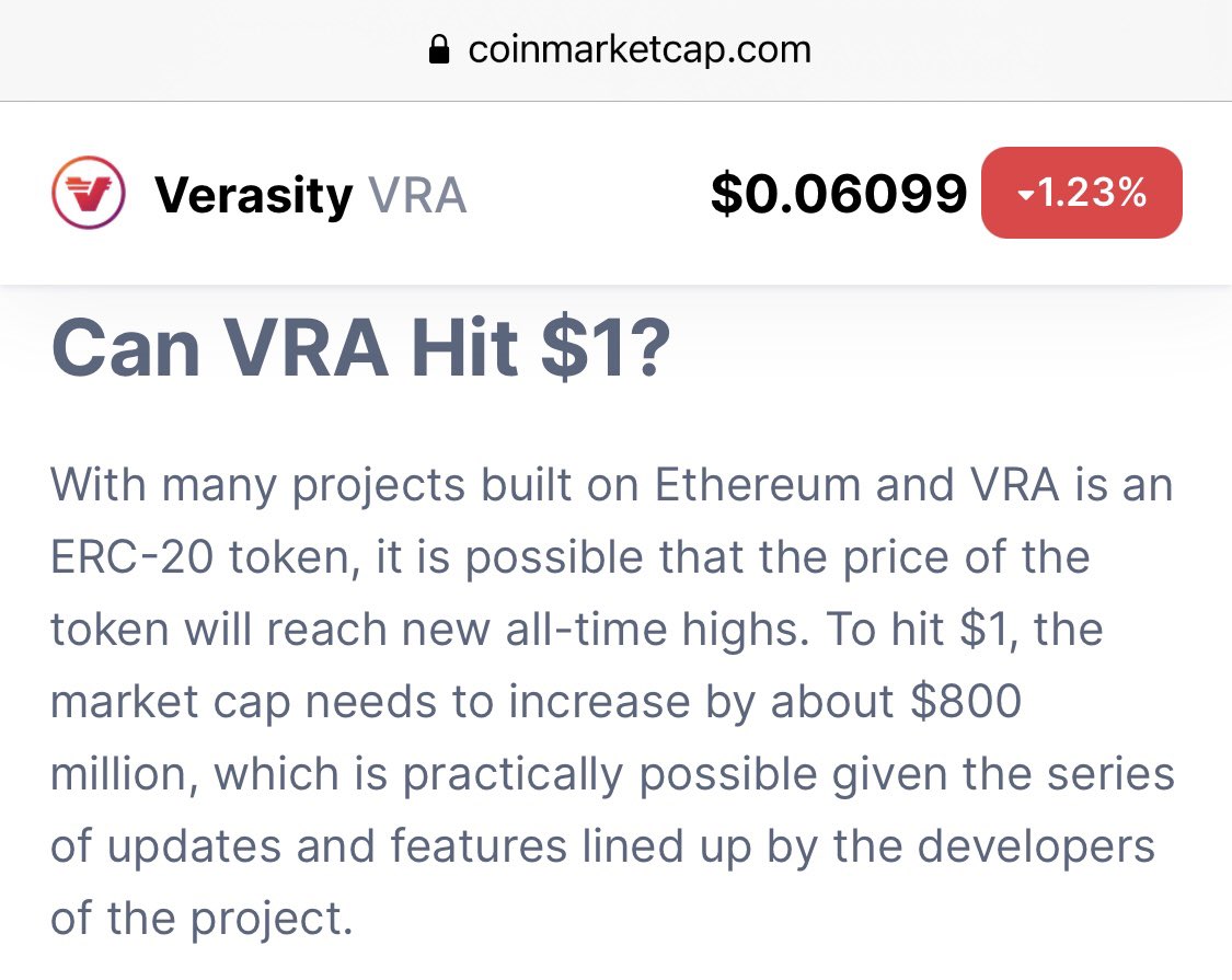 VerasityWolf's tweet photo. Who can HOLD until $1? RT if you will! 💎🙌 $VRA @verasitytech @CoinMarketCap https://t.co/nzHrv54r9l