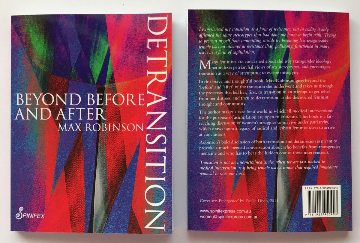 “How can someone make an informed decision to transition when they’ve been informed that the only alternative is a miserable life, eventually cut short by suicide?”

Max Robinson, Detransition spinifexpress.com.au/shop/p/9781925…