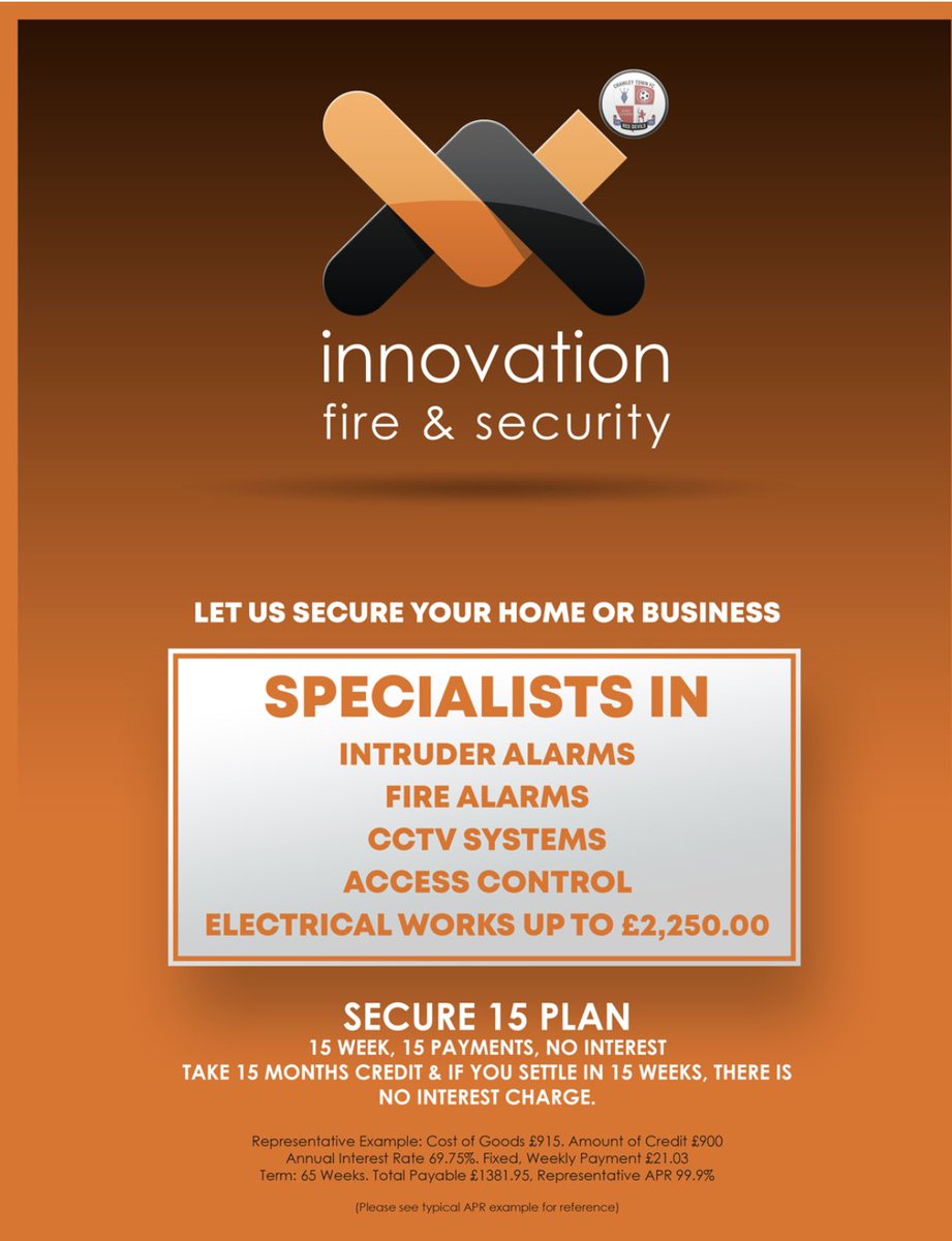 Fans, sponsors, networkers of <a href="/crawleytown/">Crawley Town FC</a> we <a href="/InnovationFS/">Innovation FS</a> have an amazing offer to secure your home, business or friends and family. Secure 15 is gaining momentum and we will pay your vat #businessowner #Security #intruder #CCTV #Fire #accesscontrol #electrical