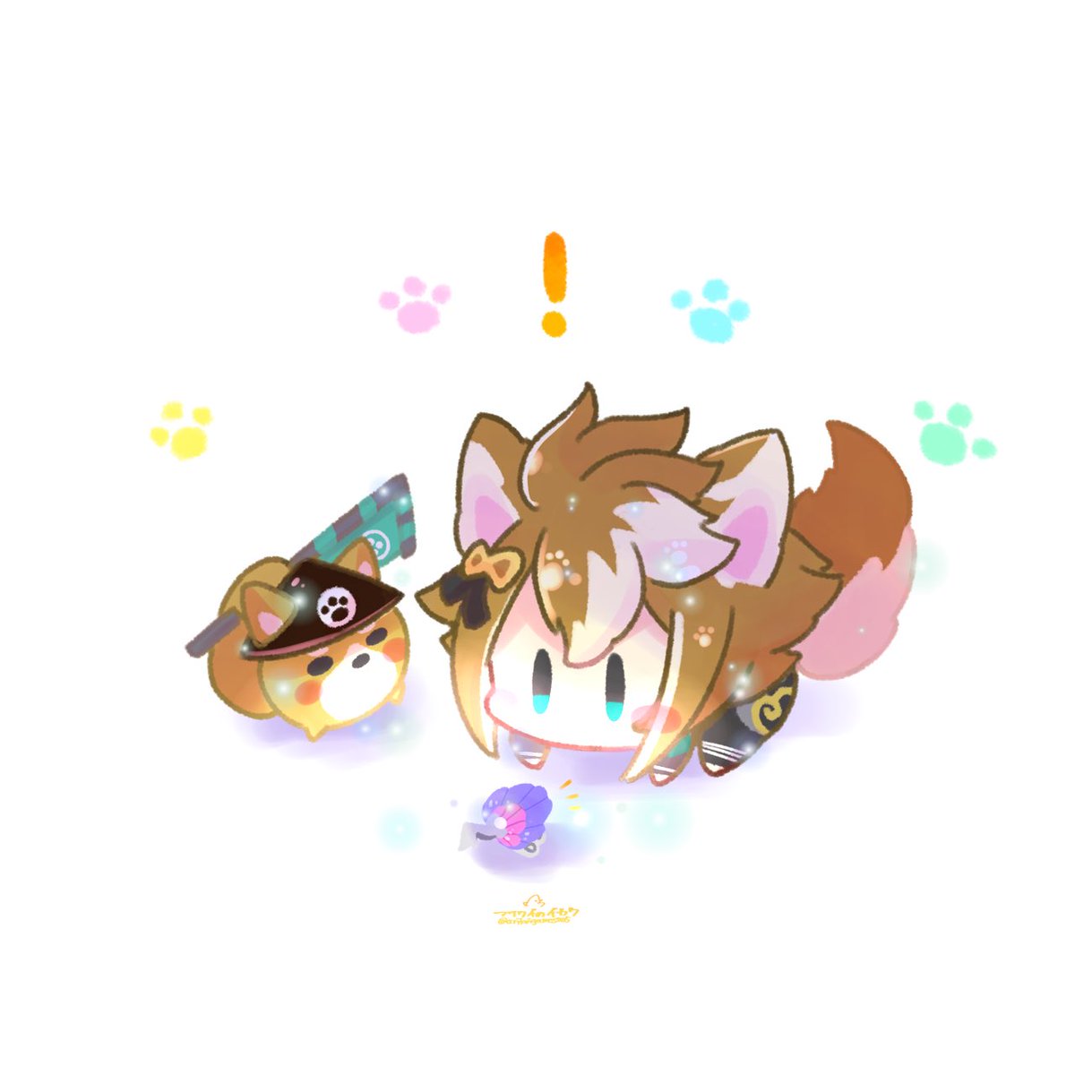 gorou (genshin impact) paw print animal ears tail brown hair ! 1boy dog boy  illustration images