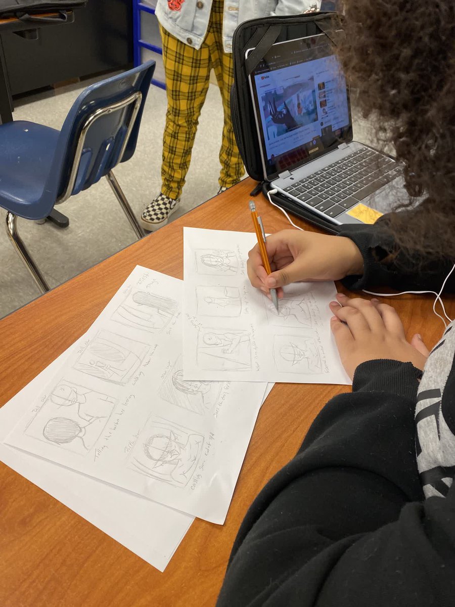 CollinsCTC's tweet photo. Some of the Technology Academy students have been using a bit of their talent to create graphic novels in Mrs. Perdue's English class last week. #CCTCtech https://t.co/AFAu1Weq1Z