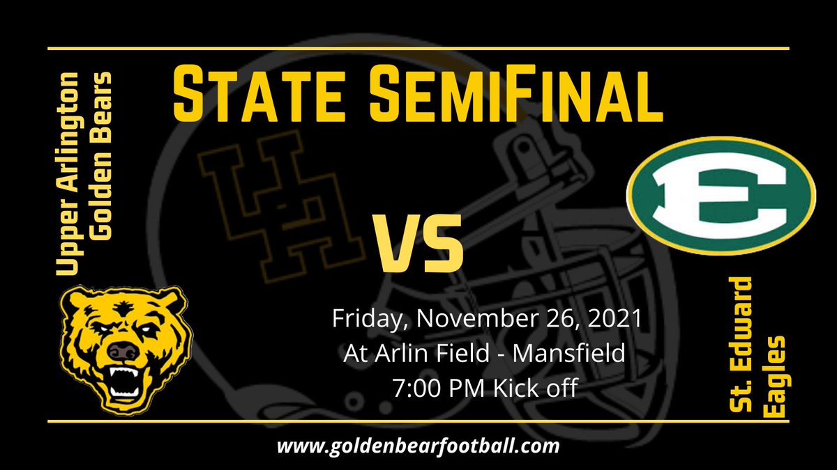 It's Week 15!  The Golden Bears will travel to the historic Arlin Field in Mansfield on Friday night to play the St. Edward Eagles.  Kickoff is at 7:00 PM.  #GoBears #DV #RFP #FINALFOUR