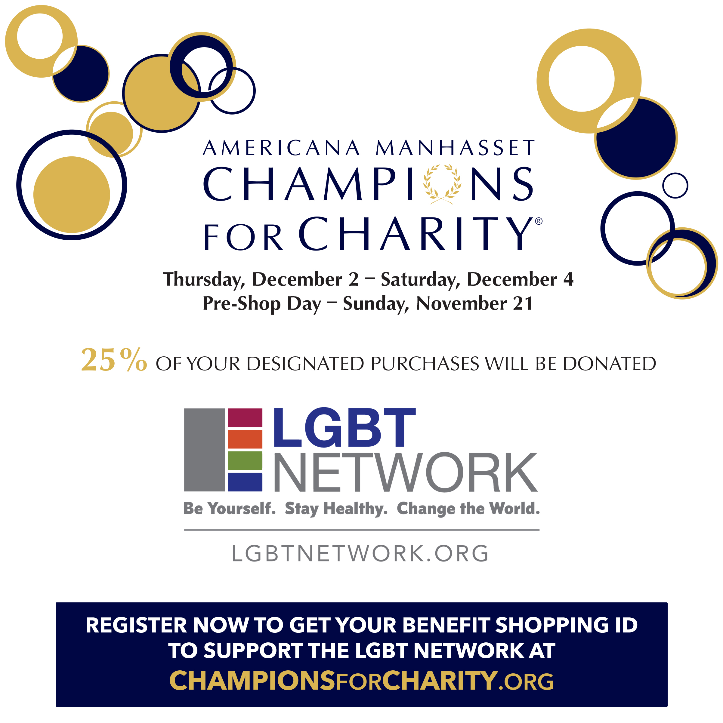 Brandmand Brandmand Sympatisere The LGBT Network on Twitter: "Americana Manhasset Champions for Charity®  holiday shopping benefit is 12/2 - 12/4. Help support @LGBTNetworkNY when  25% of your full-price, pre-tax purchases will be donated back to
