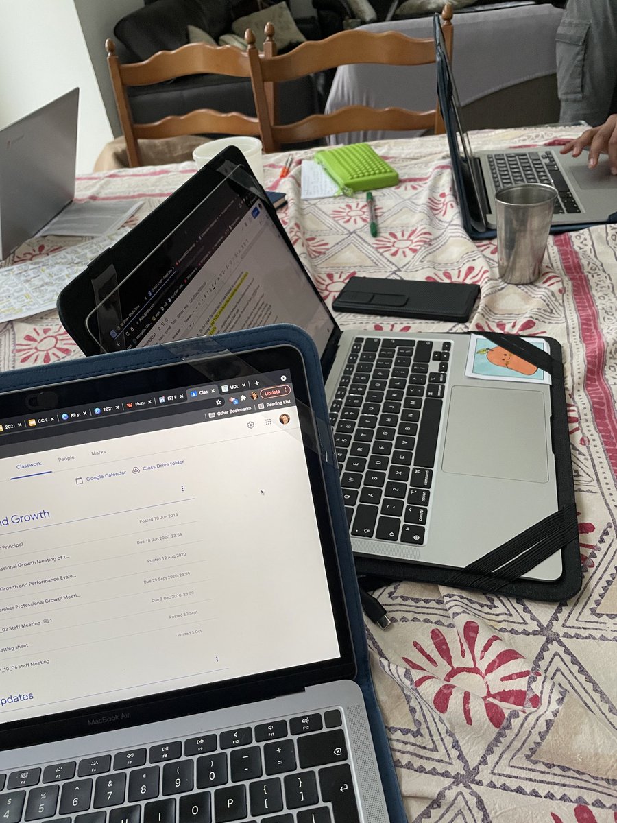 A Sunday with work and homework around the family table. Just about time for everyone to close their screens. #balance