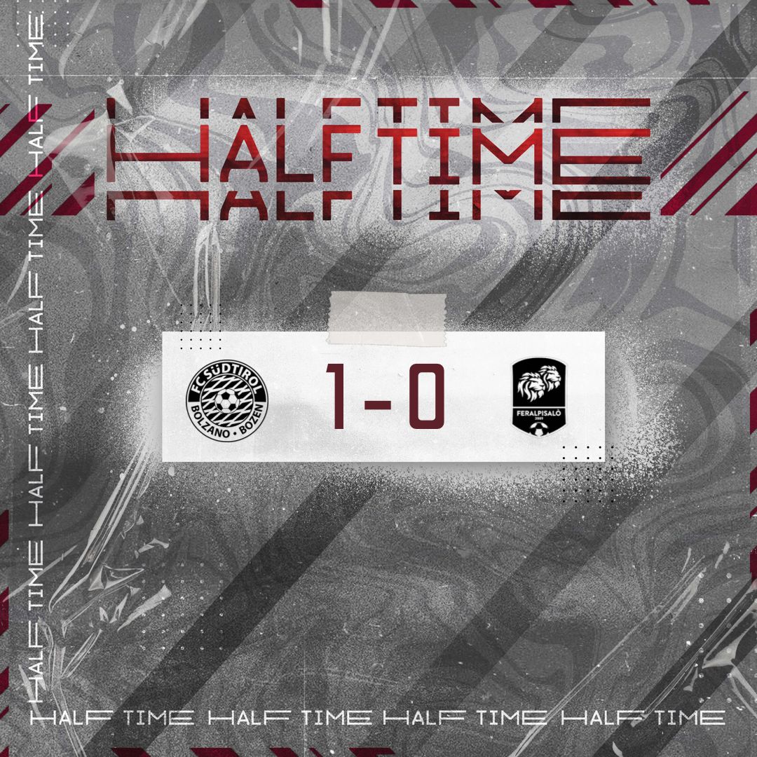 fclubsuedtirol's tweet photo. ⚽️HALF TIME
Gol di #Broh in apertura e qualche occasione non concretizzata: a fine primo tempo il risultato è di 1-0.
#FCS #FCSüdtirol #Whitereds #SerieC #passion #FCSFER #FCSüdtirolFeralpisalò #PassioneBiancorossa #21novembre https://t.co/YNxDkmf0xV