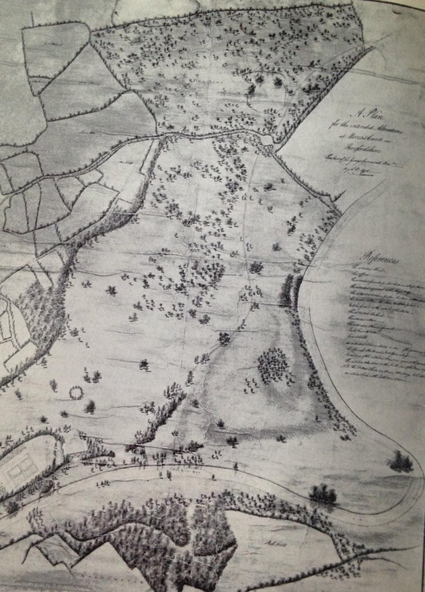 BrownCapability's tweet photo. 1778 #CapabilityBrown was paid £100 (£152k) for a plan of #Moccas #Herefordshire by Sir George Cornewall. "the Intended alterations at Moccas Court, L.B 1778" plan survives in @GettyHub In 1790s @HumphryRepton advised on additional improvements @MoccasChurch https://t.co/aIMXAprs9f