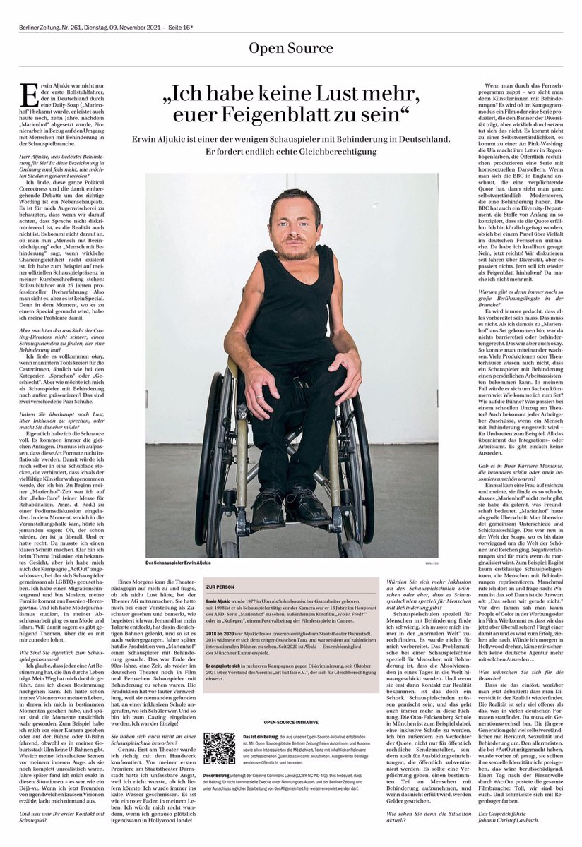 ErwinAljukic's tweet photo. „Ich würde mich nicht wundern, wenn ich irgendwann genauso plötzlich in Hollywood lande“. 

Print und online - #interview in der @berlinerzeitung : https://t.co/rqQTcEiSlY  

#Diversity #film @M_Kammerspiele @StaatstheaterDA @BavariaFiction https://t.co/2XGHrO34vW