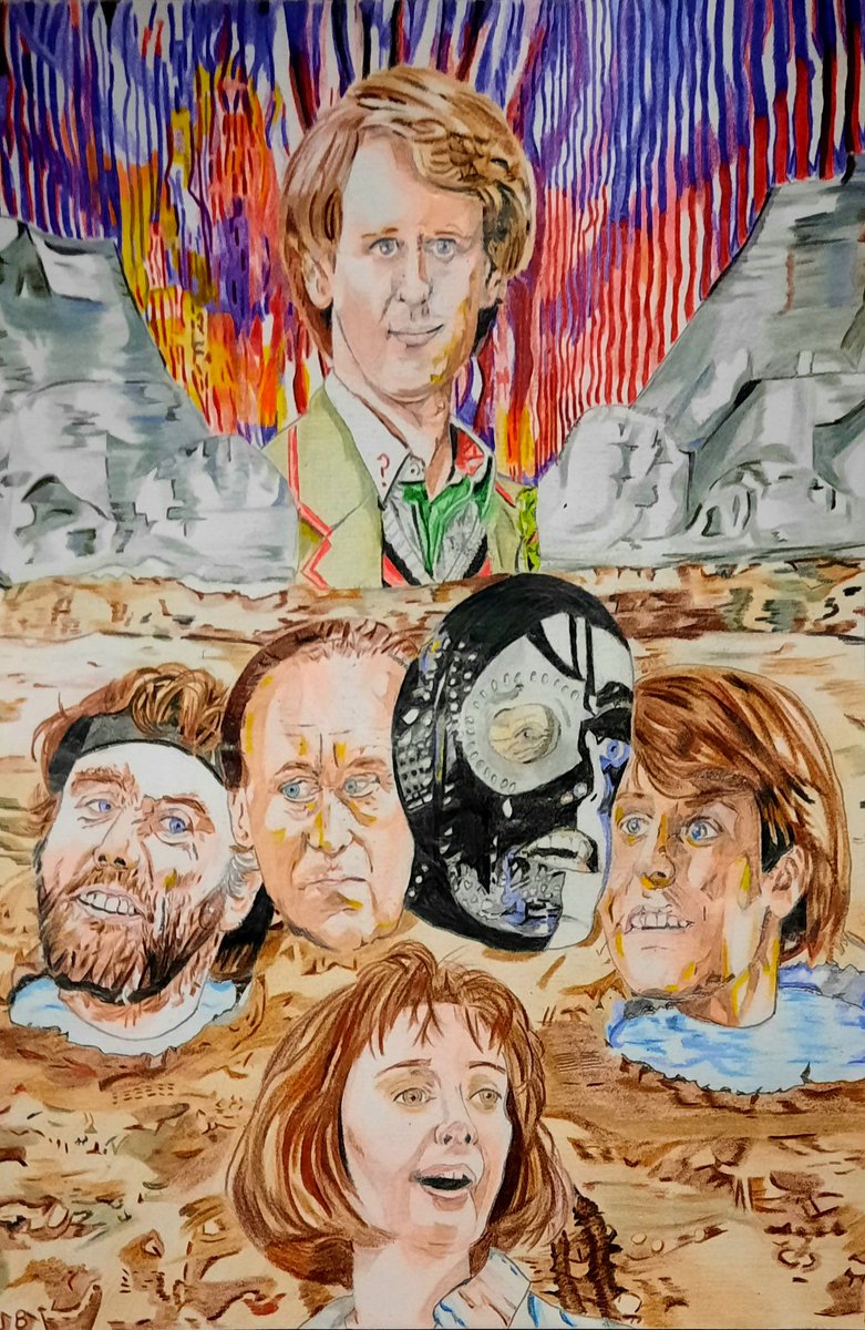 JohnBensalhia's tweet photo. "It's not your lucky day either, is it?"
Final artwork for #DoctorWho The Caves Of Androzani as scribbled by me with pencils.
#DoctorWhoFanArt
#TheCavesOfAndrozani 
#PeterDavison 
#NicolaBryant
#ChristopherGable
#MauriceRoeves
#JohnNormington
#RobertGlenister https://t.co/JGHlAl8QSe