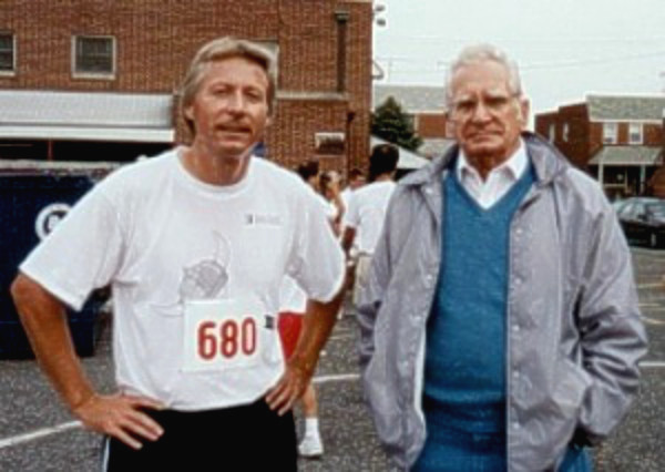 WOKRSmith's tweet photo. Another oldie for #SundayPixNumbers.
Me with my father after the Panda 5K race in Dundalk, Maryland, USA, many years ago. The race shirt was from another race. I still #run, but not often and not fast. Well, okay, I was never fast. https://t.co/jXtym0Ceuc