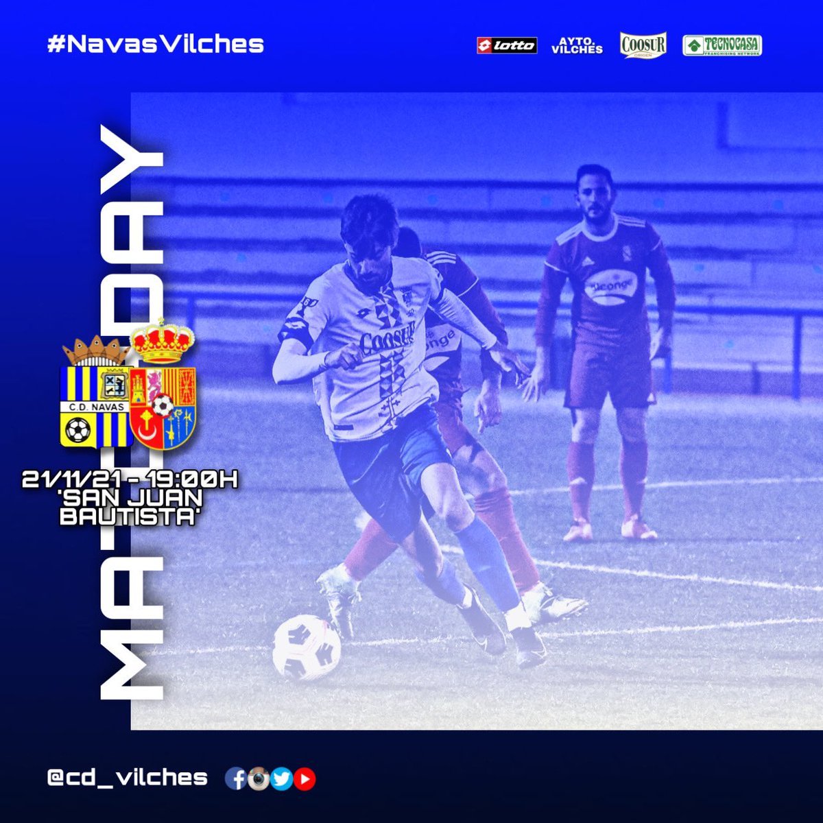 cd_vilches's tweet photo. ⚽️ ¡HOY JUGAMOS! | ¡Derbi del Condado a la vista! 🔥
#CDNavas
🆚
#CDVilches
🏟️ ‘San Juan Bautista’
📅 Domingo, 21 Noviembre.
🕖 19:00H
🏆 10ª Jornada de 1ªAndaluza https://t.co/E2BqIDFZtP