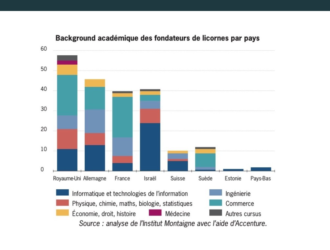 Parmi les caractéristiques surprenantes de la France en matière d'entrepreneuriat numérique, la surreprésentation d'entrepreneurs issus d'écoles de commerce et la sous représentation des codeurs. Dans les pays les plus avancés c'est le contraire