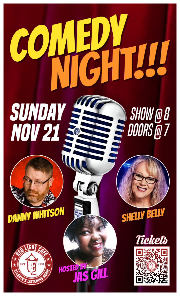 cl_atlanta's tweet photo. In #Atlanta Today, Sunday, Nov 21: Danny Whitson + Shelly Belly. Red Light Cafe $20-$25. 8pm.
@RedLightCafeATL https://t.co/GNXBb9YtJq
#ATLComedy #ATLComedian #ATLComic #AtlantaComedy #AtantaComedyShow https://t.co/9eWs8423kk