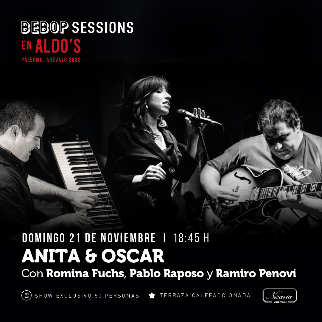 bebopclub's tweet photo. HOY! Refrescante Jazz con Anita & Oscar por Romina Fuch, Pablo Raposo y Ramiro Penovi.
#BebopSessions en @aldosvinoteca
Arevalo 2032 - Palermo https://t.co/pnr19IvArh