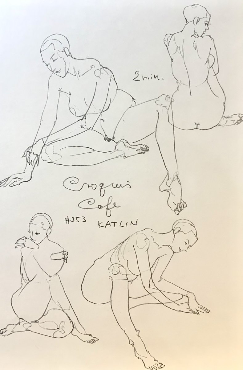 #croquiscafe 
353 Katlin
4分45秒くらいで焦って画板ごと床に転落。クシャッと。 