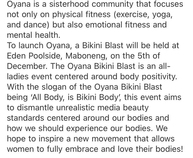 geegolden3's tweet photo. SHARISTS PLEASE DO THE MOST ON THIS ONE !!! 🗣🗣🗣

I’m super excited to introduce my Fitness Business 🥳.Oyana is sisterhood community that focuses not only on physical fitness but also emotional fitness and mental health. We are launching soon👇🏽
 #unathi #UncleWaffles #adiwele https://t.co/uaKSn0As9S