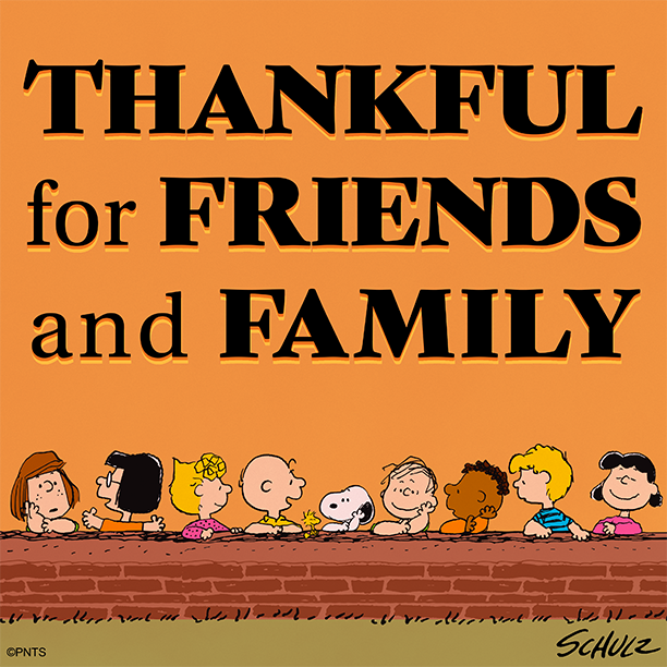Snoopy's tweet image. Thankful for all the friends and family in my life. What are you thankful for this year?
