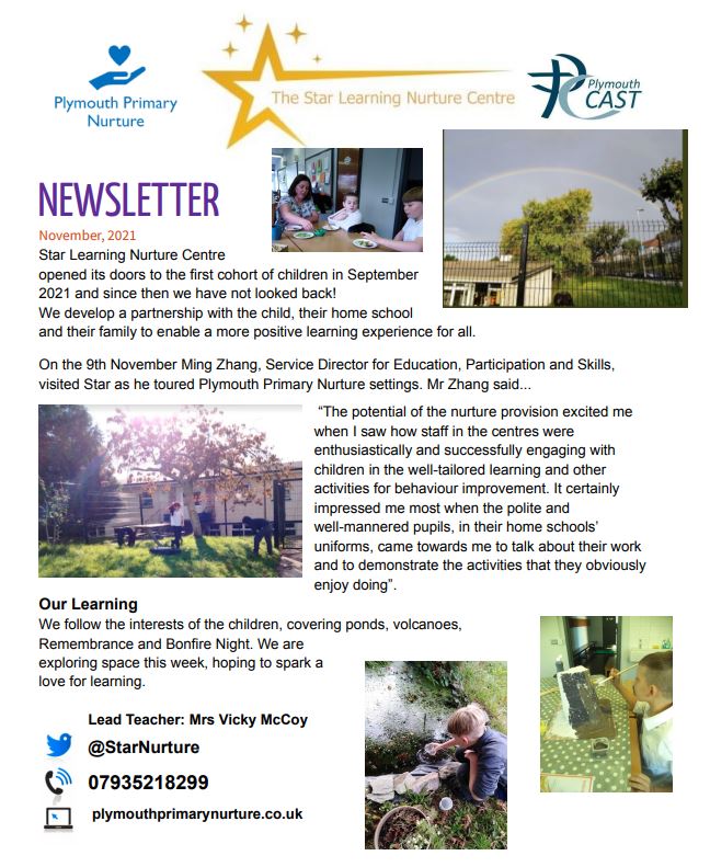 Here is the November newsletter for Star. We shall be sending them through monthly. What information would you be interested in? <a href="/PlymouthCAST/">Plymouth CAST</a>  <a href="/EdisonCentres/">The Edison Centres</a>