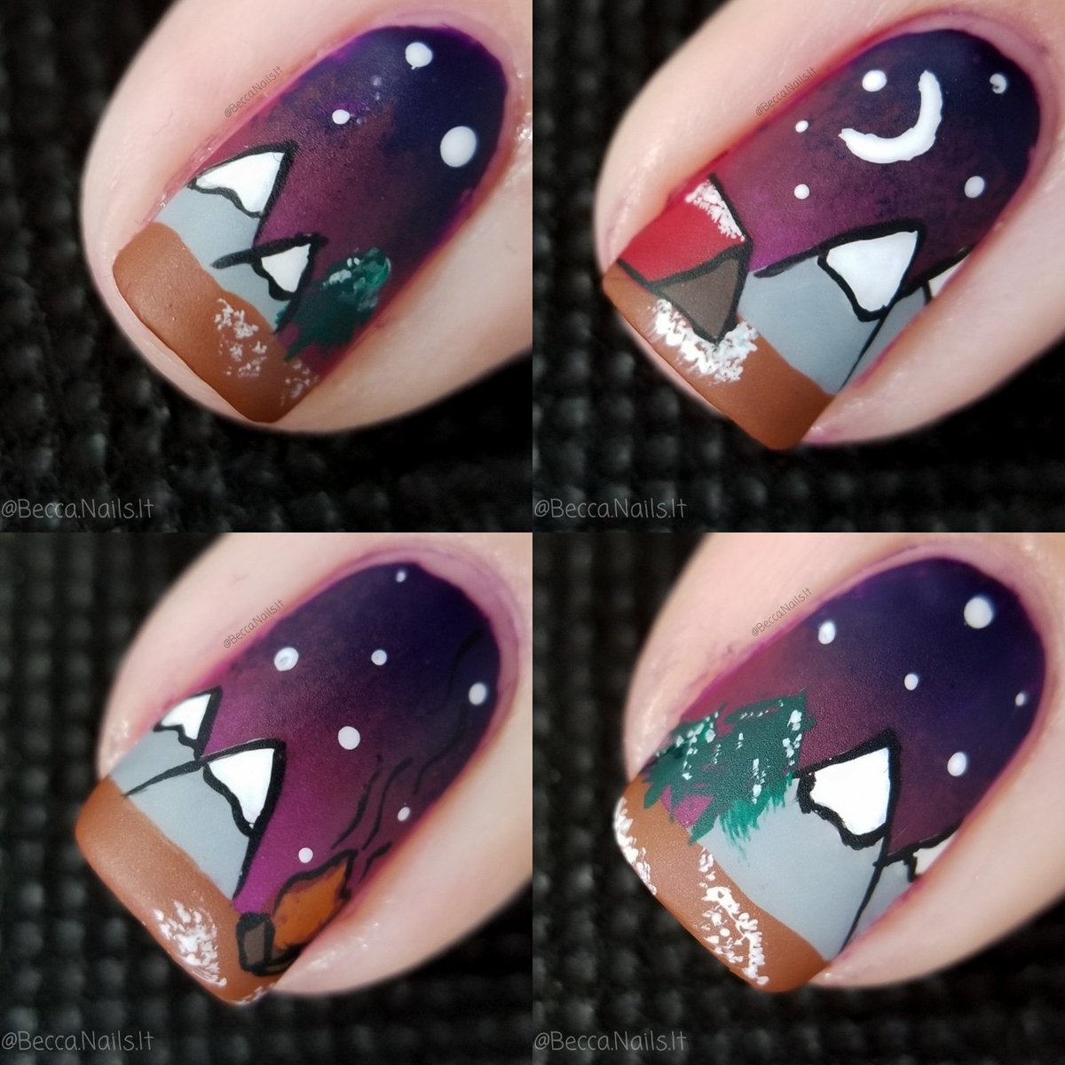 BeccaNailsIt's tweet photo. A tad late for the @/glamnailschallenge, landscape. 🗻

I took inspiration from an earlier design of @NailingPainting! This was a bit outside my comfort zone, but I really ended up loving the results!!🥰 https://t.co/nSdx7MSno6