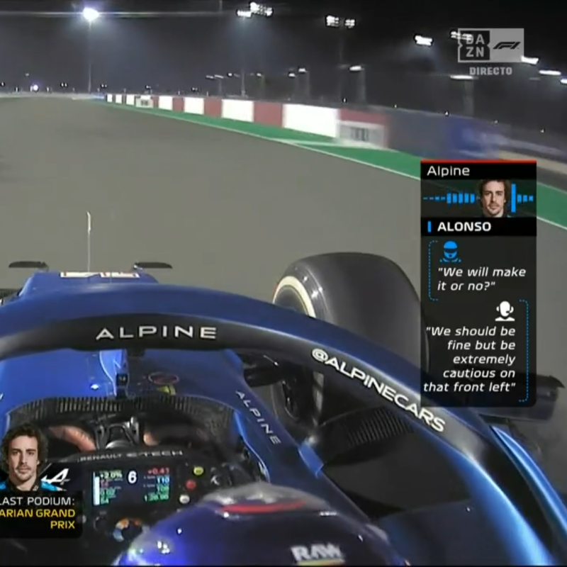DAZN_ES's tweet photo. Fernando Alonso defendía el podio y su petición a Alpine lo dice todo... ¡BRUTAL! 👀