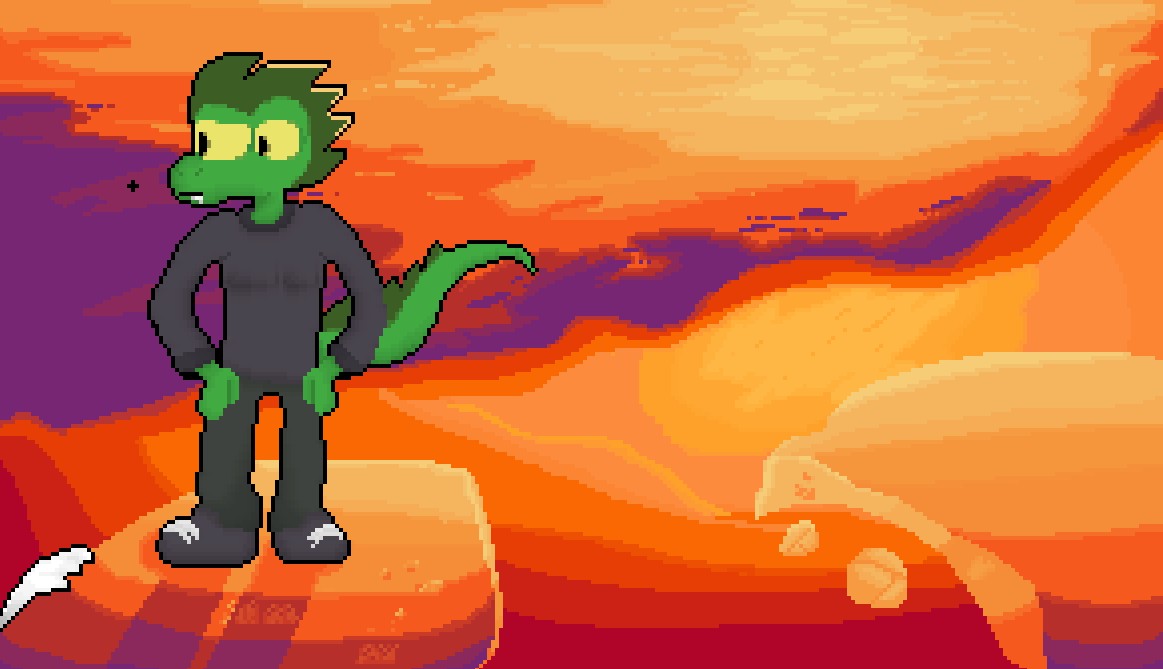 The artist told it is finished and I'm gonna post and shout-out him. This amazing drawing was made by <a href="/Foxizm2/">Foxizm</a> raffle thing. It's me posing in the sunset (+ the rare seen clothed elemental) i love it so much and love the lighting in the pixelart