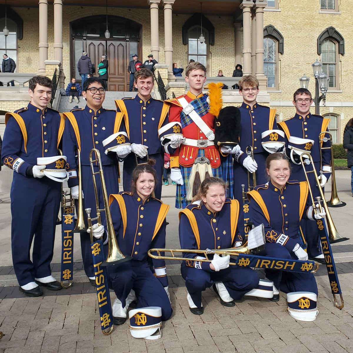 NDTrombones's tweet photo. From the first home game to the last home game. Love thee, seniors https://t.co/wxkhQy7rNJ