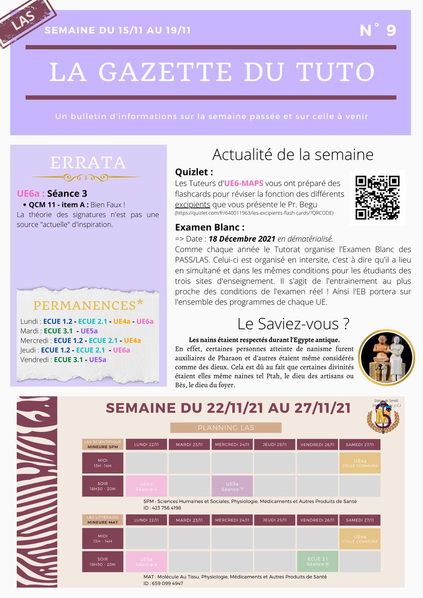 [GAZETTE DU TUTO N°9]

Hello !

Voici la neuvième gazette du tutorat, PASS et LAS.

Bonne soirée ☺️