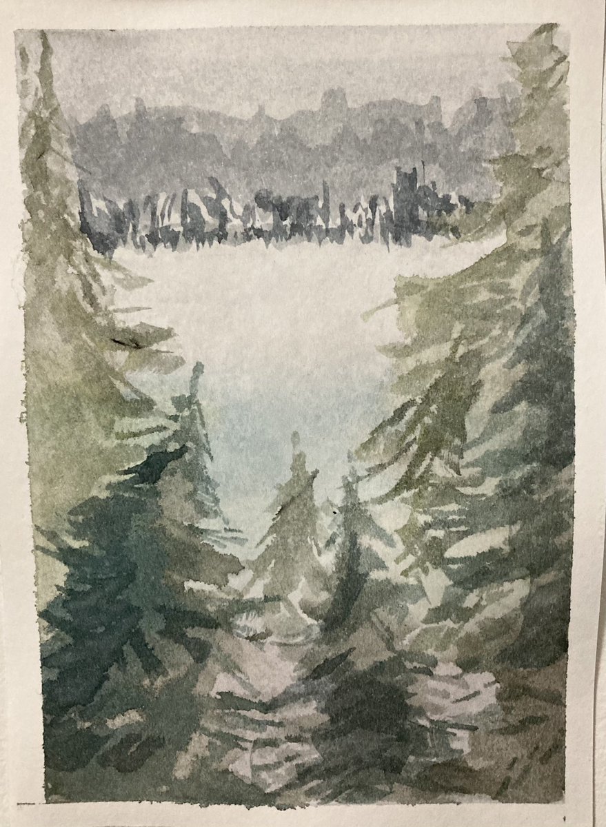 dusthatter's tweet photo. Was too lazy to add new paint to my palette so painted these with my old muddy palette from a month ago. Playing around with tiny card sized papers! https://t.co/pO2sJpaSw2