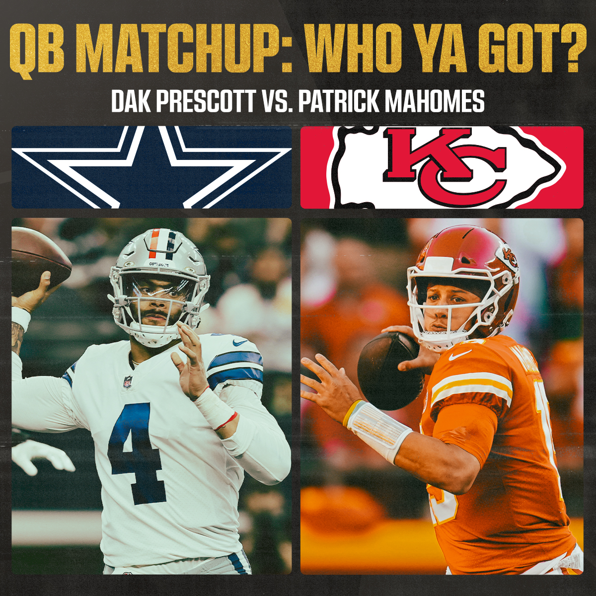 SNFonNBC's tweet photo. Who ya got?!

Retweet for Dak Prescott
Like for Patrick Mahomes

#DallasCowboys | #ChiefsKingdom https://t.co/UUuhmZej2u