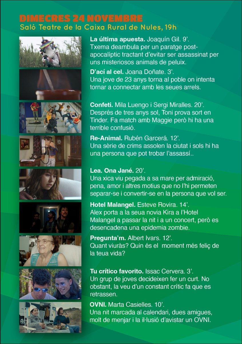 📣Ja tenim secció oficial del FesOh!Curt 2021‼
📽️48 treballs a concurs d'entre els més de 250 presentats. Enhorabona als seleccionats!

⬇️Dimecres 24 de novembre⬇️