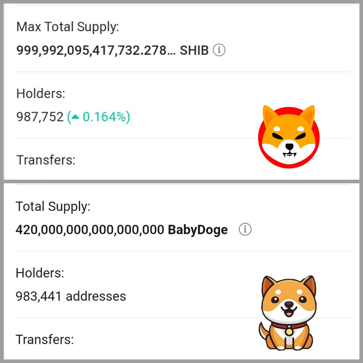 biggie_ape_club's tweet photo. Wow! #shibainu and #BabyDogeCoin towards one million holders! Very fast.🔥🔥

Congrats. 🤩

#Crypto #cryptocurrecy #SHIBARMY #BabyDogeArmy https://t.co/5My2Htagog