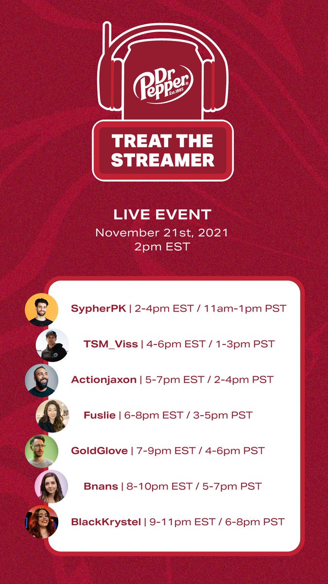 SypherPK's tweet photo. Tune in today at 2pm EST for the @drpepper Treat the Streamer event! Can’t wait to reveal mine later this week and share some of the love with you all!  #dppartner #treatthestreamer

https://t.co/CvFMbzQdBj 👹 https://t.co/fegnnXV5oT