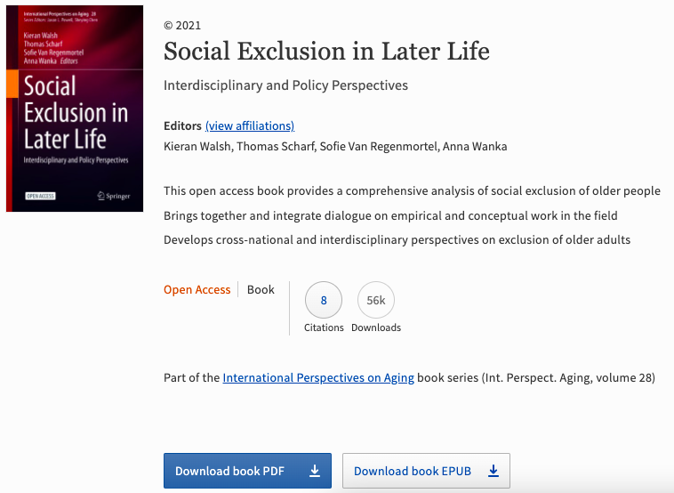 ROSEnet_Action's tweet photo. Everyone connected to #ROSEnet loves open access. That's why we made sure that our book on 'Social Exclusion in Later Life can be downloaded for free for ever. So far, we've had over 56,000 downloads! 
Access your own copy here:
https://t.co/CYXLyBEQti https://t.co/iSFgYnvnNh