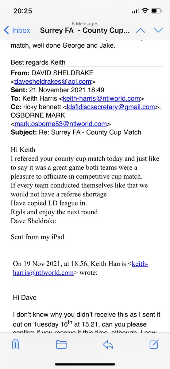 Always great to receive emails like this 👏 <a href="/LDistrictSunday/">L&DSFL</a> #respect #referee <a href="/berryutdfc/">Berrylands United</a>