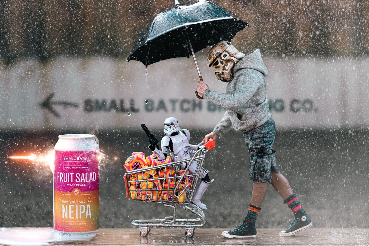 My 2nd piece for Dan and his craft ale brewery, <a href="/Small_batch_/">Small batch brewing co</a>
This ale is called Fruit Salad Waterfall and I had the idea of a trolley full of ingredients using the classic retro fruit salad chews. 
Pity little stormy has punched a hole in my last can ! 😆🍻