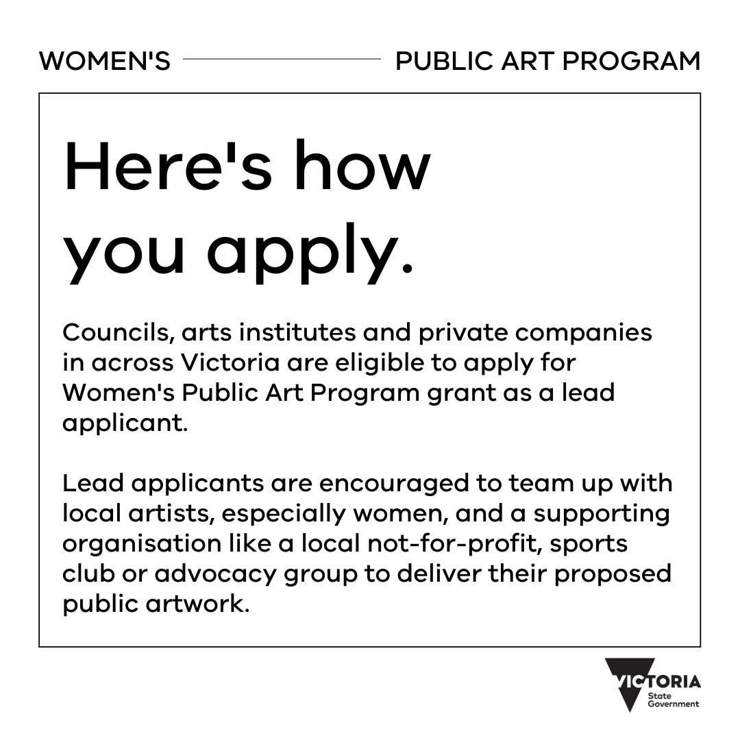 WomenVictoria's tweet photo. By creating a permanent record of the excellence and leadership of Victorian women, we rightly celebrate them, and build a more gender-equal society.

More on Victorian Women’s Public Art Program: https://t.co/MEu8P9wFwQ

#PutHerNameonit #WomensPublicArt #HonourHer #VicForWomen https://t.co/5jOKoKvPsF