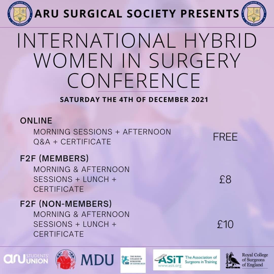 TeachMeSurgery (@teachmesurgery) on Twitter photo International women in surgery conference.
Face to face and virtual.
For more details see <a href="/arusurgicalsoc/">ARU Surgical Society</a> International women in surgery conference.
Face to face and virtual.
For more details see <a href="/arusurgicalsoc/">ARU Surgical Society</a>