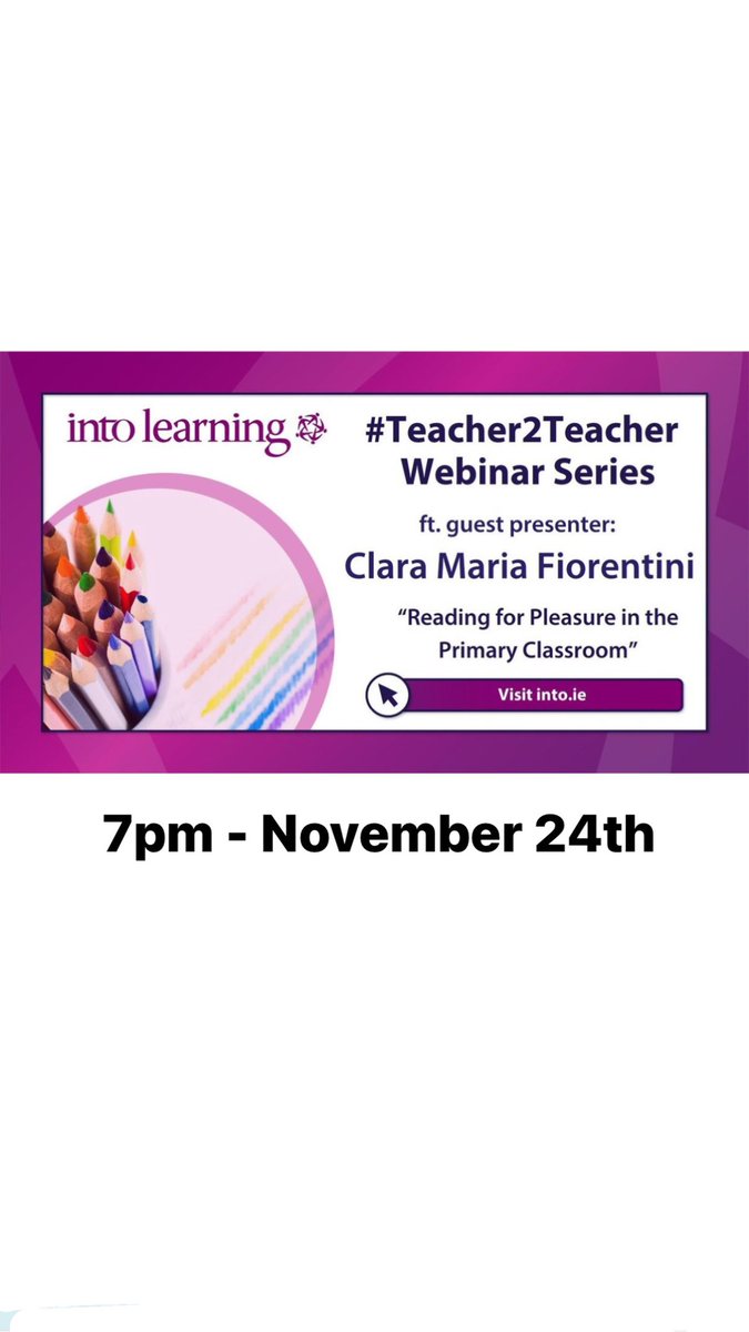 fiorentini_cm's tweet photo. Delighted to take part in the #teacher2teacher series with @INTOnews this week. Join on Tuesday evening to explore how we can build on reading for pleasure in the primary classroom. Register: https://t.co/QStzu8jVBM https://t.co/NtJoDt8KE2
