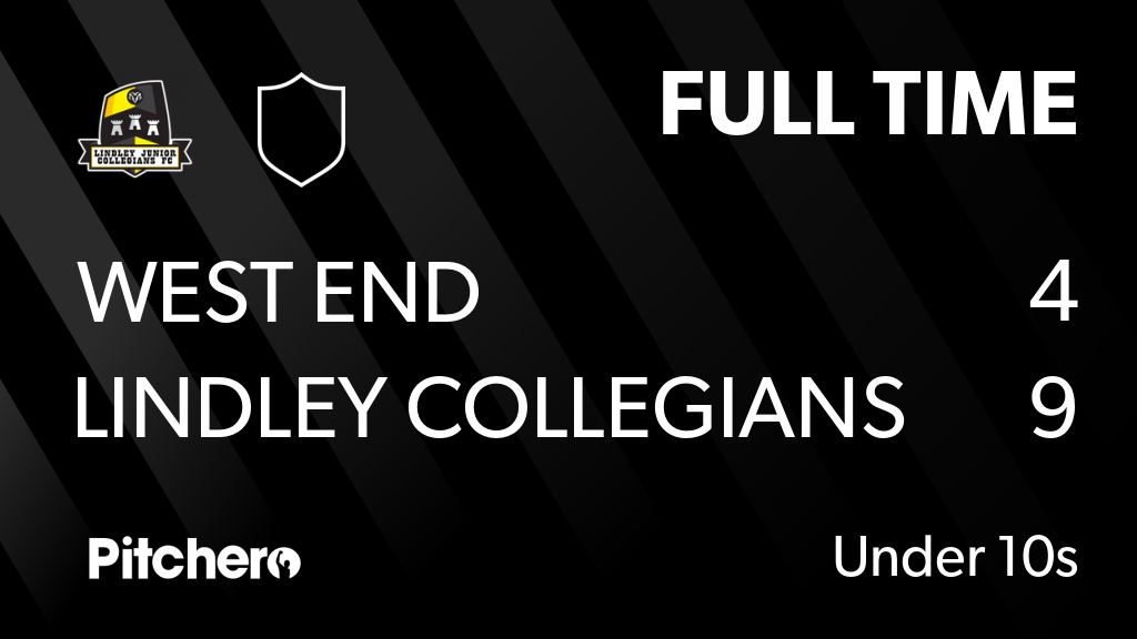LindJnrCollFC's tweet photo. FULL TIME: West end 4 - 9 Lindley collegians
#WESLIN #Pitchero
https://t.co/kIkXdco2rL https://t.co/wWHIoLW1Ki