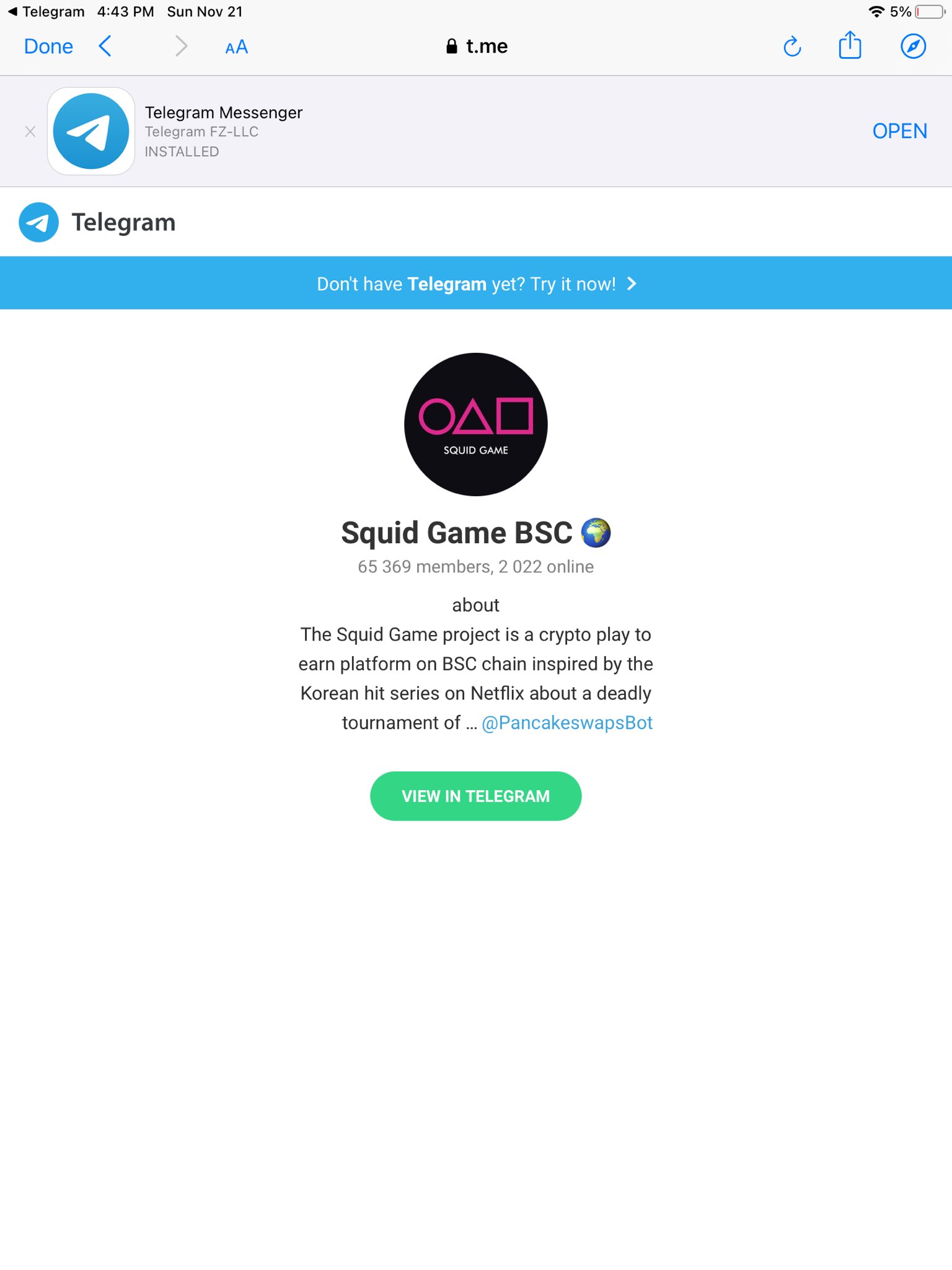 Squid game telegram