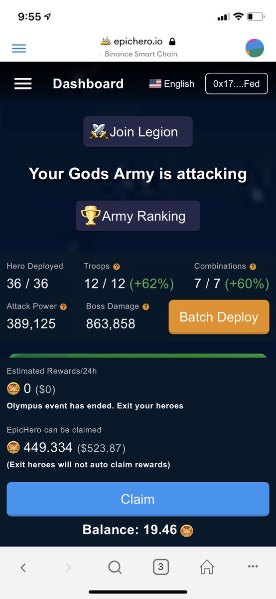Cryptogig1's tweet photo. @EpicHeroio I am in God legion. Made about $500 in two day Olympus event with $5K investment, looking forward to upgrade my hero levels for next Olympus. @jasonbeck8888 @Ahmed_1988M @cryptoguy11111 @Cryptomoons1 @BabaBlockchain https://t.co/YeCADLylKv