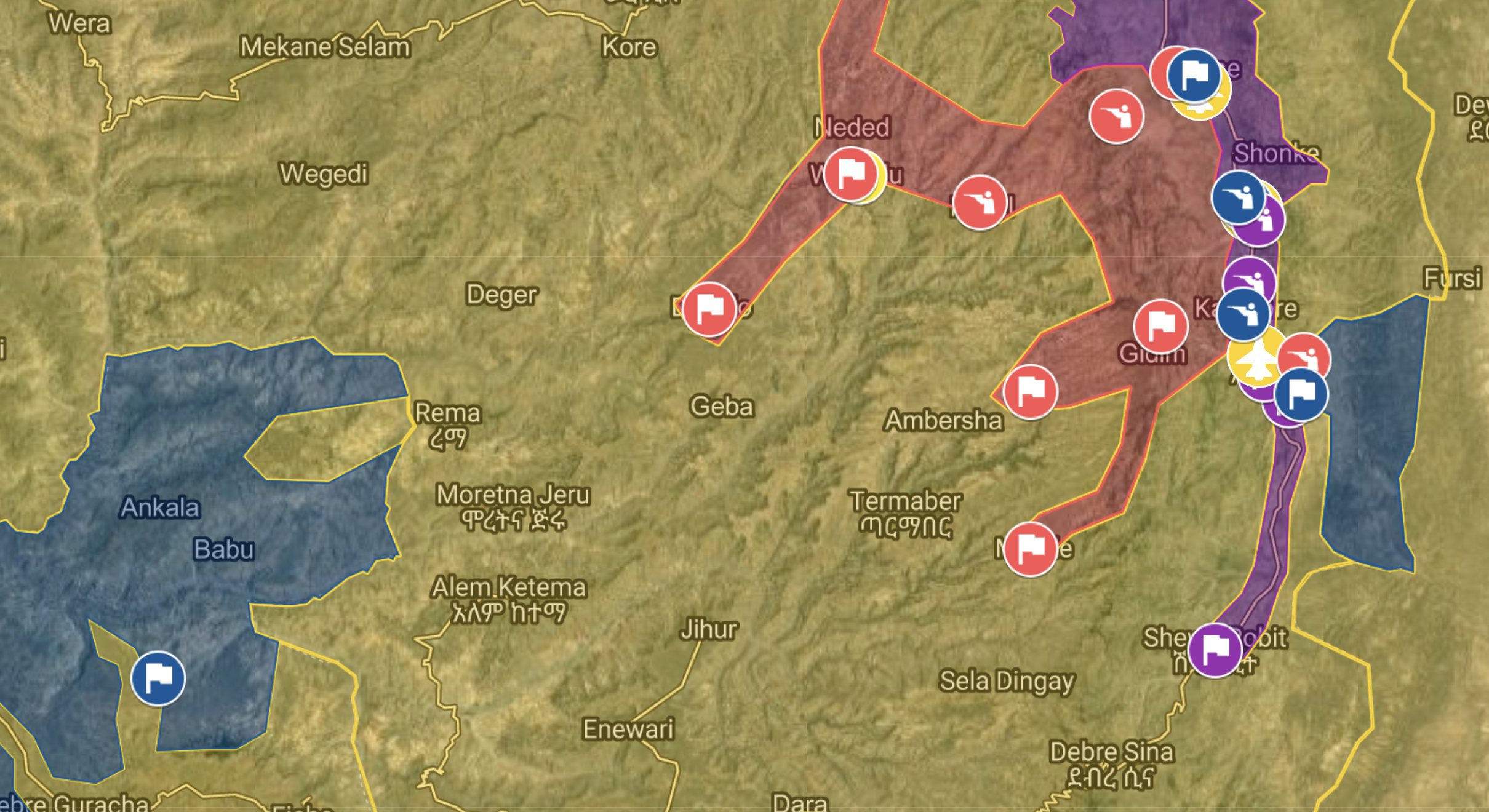 Shewa Robit Ethiopia Map Martin Plaut On Twitter: "This Map - By Ethiopia Maps @Mapethiopia - Shows  The Problem Confronting The Ethiopian Military. #Tdf Forces Advancing On  Four Fronts - Now Within About 20 Km Of