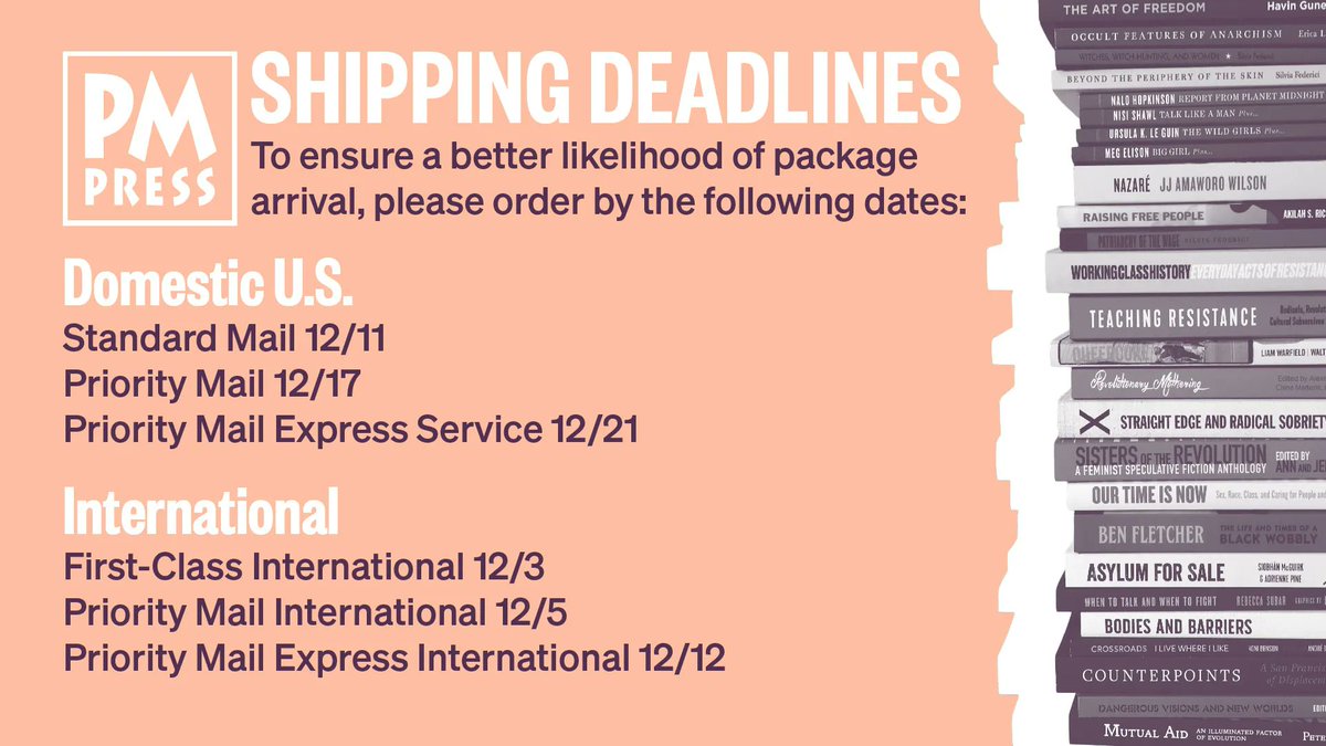 PMPressOrg's tweet image. Check out the 50% Off Holiday Sale on all #PMPress books, e-Books, DVDs, and CDs! Use coupon code GIFT at PMPRESS.ORG until 1/1/22. Order early to ensure items and gifts arrive on time.