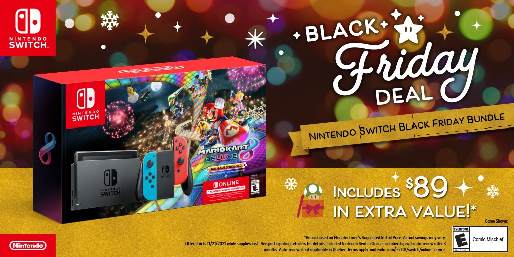 Nintendo Switch Bundle with Mario Kart 8 Deluxe Game and 3 Month Nintendo  Switch Online Membership