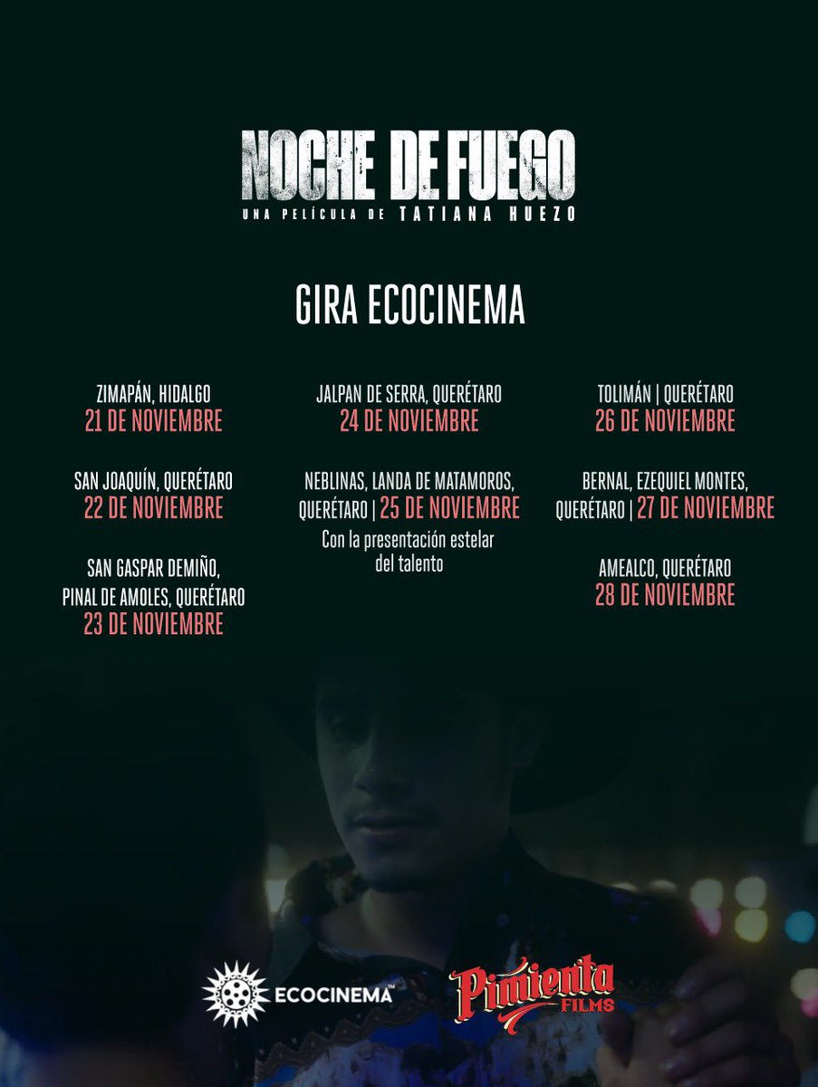 ECOCINEMA (@ecocinemasolar) on Twitter photo Un orgullo para #ECOCINEMA poder llevar #NochedeFuego a diversas comunidades, especialmente a Neblinas, donde se filmó la película. ¡Comenzamos! 🚐📽🔥
#PrayersforTheStolen #CineMexicano #TatianaHuezo Un orgullo para #ECOCINEMA poder llevar #NochedeFuego a diversas comunidades, especialmente a Neblinas, donde se filmó la película. ¡Comenzamos! 🚐📽🔥
#PrayersforTheStolen #CineMexicano #TatianaHuezo