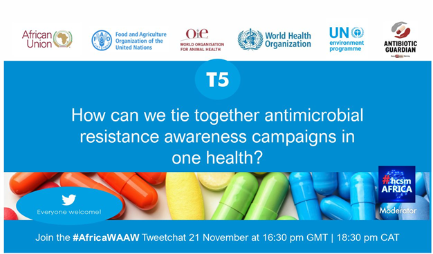 T5: How can we tie together antimicrobial resistance awareness campaigns in one health? #AfricaWAAW

#OneHealth #AntimicrobialResistance